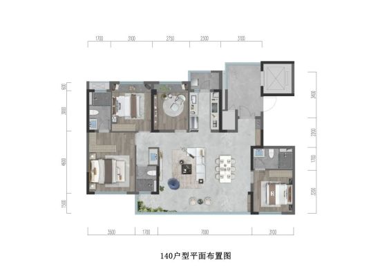 樹高·北湖麗璟建面約140平方米戶型圖 樹高·北湖麗璟建面約140平方米戶型圖