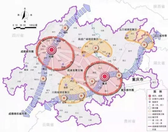 成渝雙城經濟圈區位圖。招商蛇口供圖 成渝雙城經濟圈區位圖。招商蛇口供圖